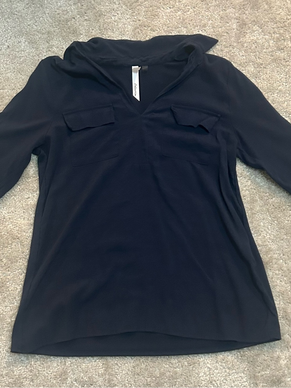 Daniel Rainn Navy Split V-Neck Tunic with Chest Flaps